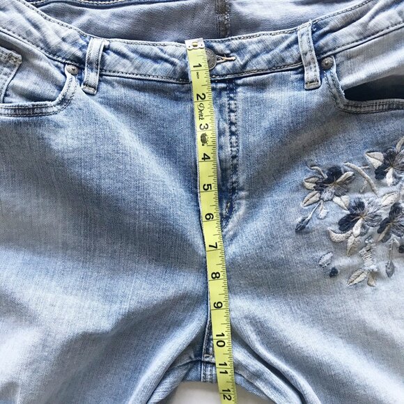 SILVER Izzy Ankle Skinny Embroidered Distressed Jeans Womens 18 - Picture 11 of 12